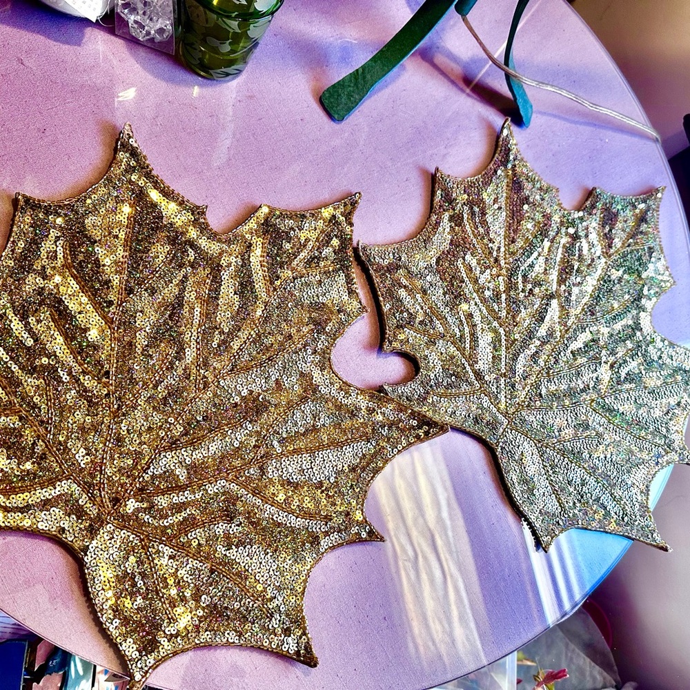 Gold Sequin Leaf Placemats
